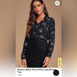 Lulu's Black Floral Button-Down Long Sleeve Top